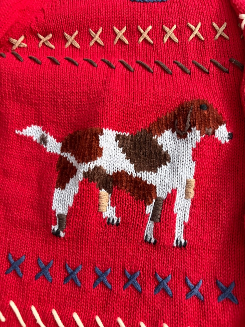 Tribeca Vintage Novelty Red Embroidered Dog Cardigan - Picture 6 of 10